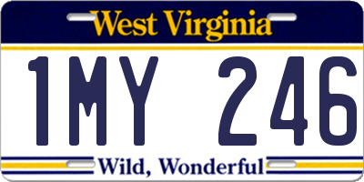 WV license plate 1MY246