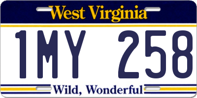 WV license plate 1MY258