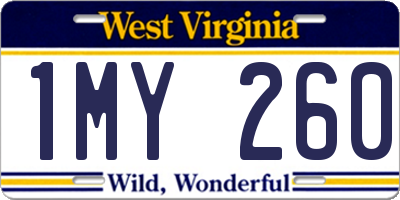 WV license plate 1MY260