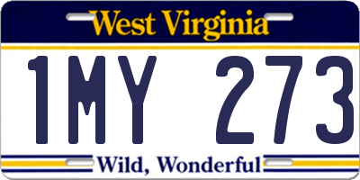 WV license plate 1MY273