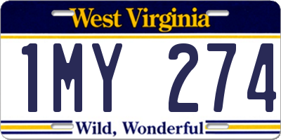 WV license plate 1MY274