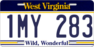 WV license plate 1MY283