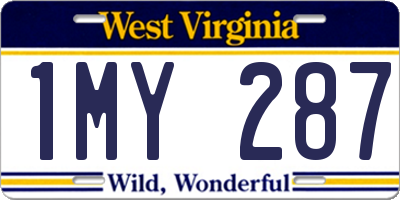 WV license plate 1MY287