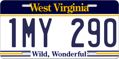 WV license plate 1MY290