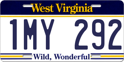 WV license plate 1MY292