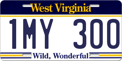 WV license plate 1MY300