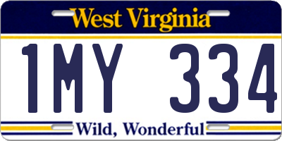 WV license plate 1MY334