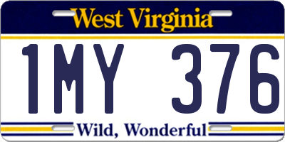 WV license plate 1MY376