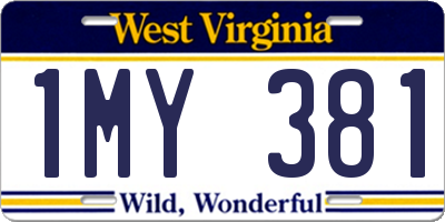 WV license plate 1MY381