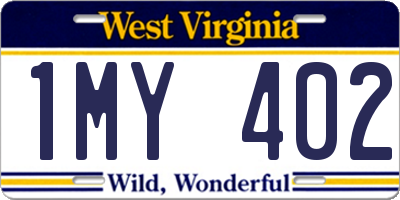WV license plate 1MY402
