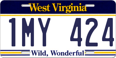 WV license plate 1MY424