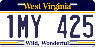 WV license plate 1MY425