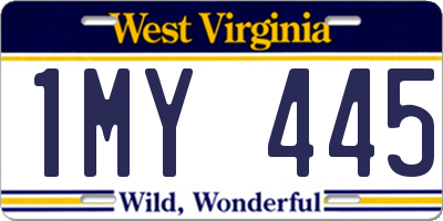 WV license plate 1MY445