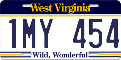 WV license plate 1MY454