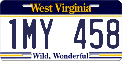 WV license plate 1MY458