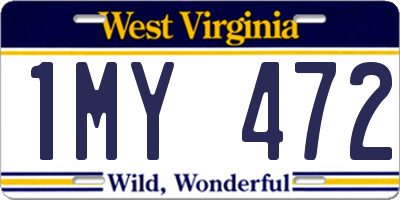 WV license plate 1MY472