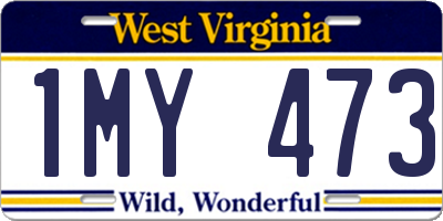 WV license plate 1MY473