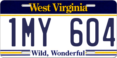 WV license plate 1MY604