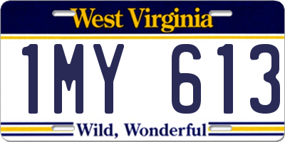 WV license plate 1MY613