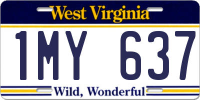 WV license plate 1MY637