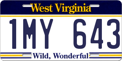 WV license plate 1MY643