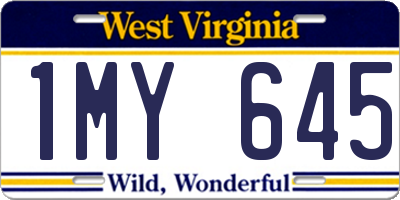 WV license plate 1MY645