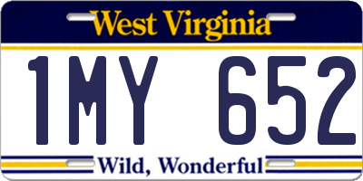 WV license plate 1MY652