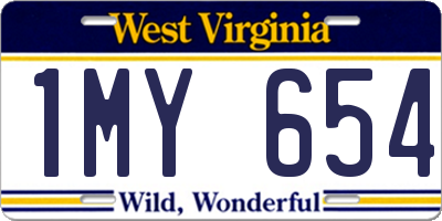 WV license plate 1MY654