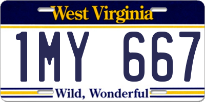 WV license plate 1MY667