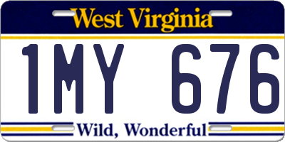 WV license plate 1MY676