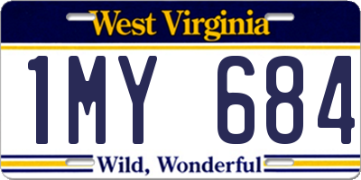 WV license plate 1MY684