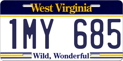 WV license plate 1MY685