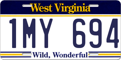 WV license plate 1MY694