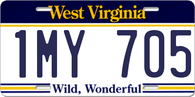 WV license plate 1MY705