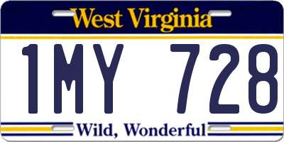 WV license plate 1MY728