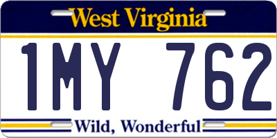 WV license plate 1MY762