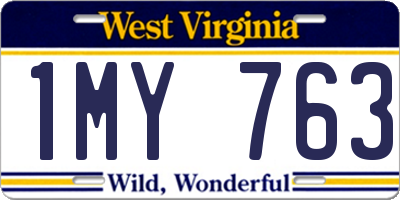 WV license plate 1MY763