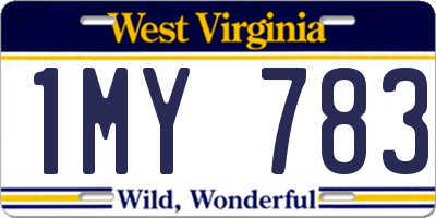 WV license plate 1MY783