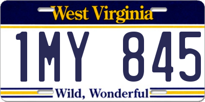 WV license plate 1MY845