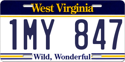 WV license plate 1MY847