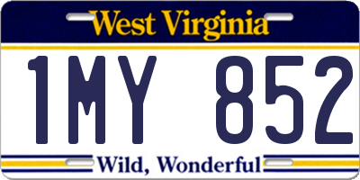 WV license plate 1MY852