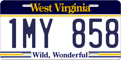 WV license plate 1MY858