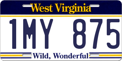 WV license plate 1MY875