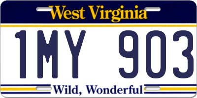 WV license plate 1MY903