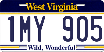 WV license plate 1MY905