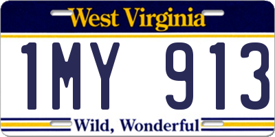 WV license plate 1MY913