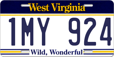 WV license plate 1MY924