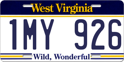 WV license plate 1MY926