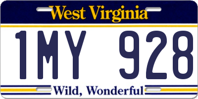 WV license plate 1MY928