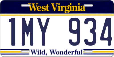 WV license plate 1MY934